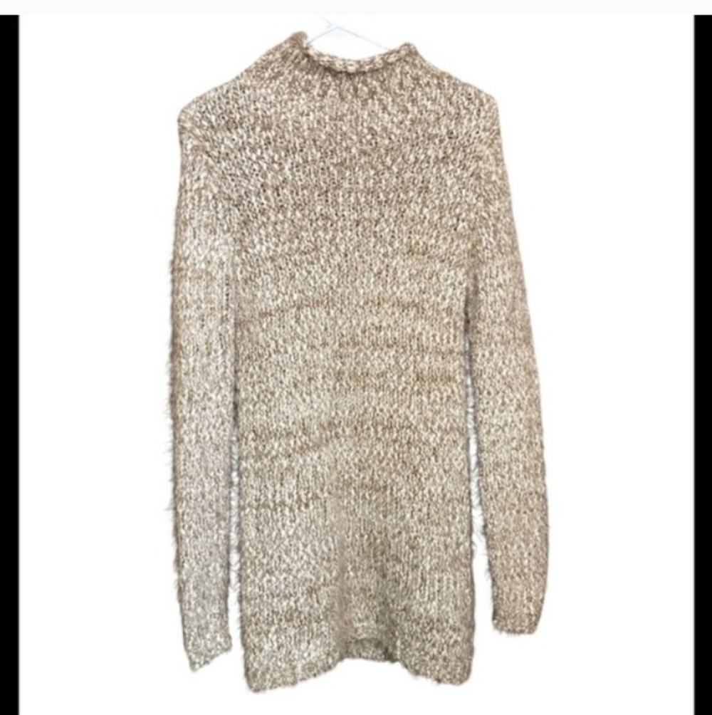 Chelsea & Theodore Textured Tan Turtleneck Long Cozy Sweater Size Small